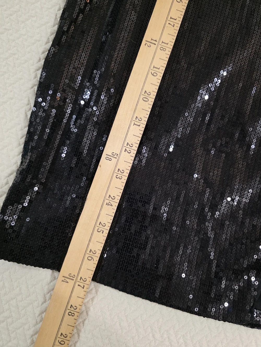 NWT InTempo Black Sequin Midi Skirt Front Side Slit M